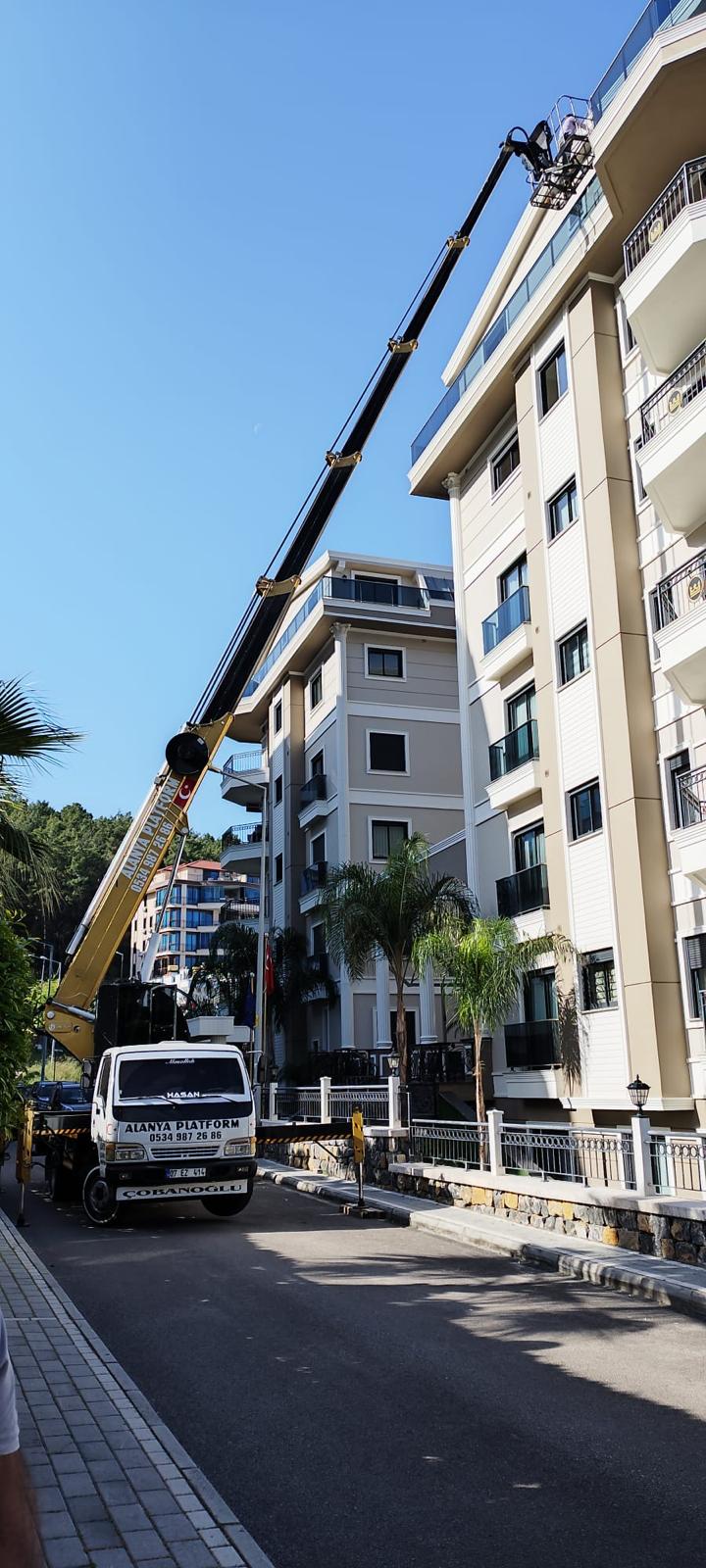 Alanya araç üstü platform kiralama - Yüksek katlı bina çatı erişimi